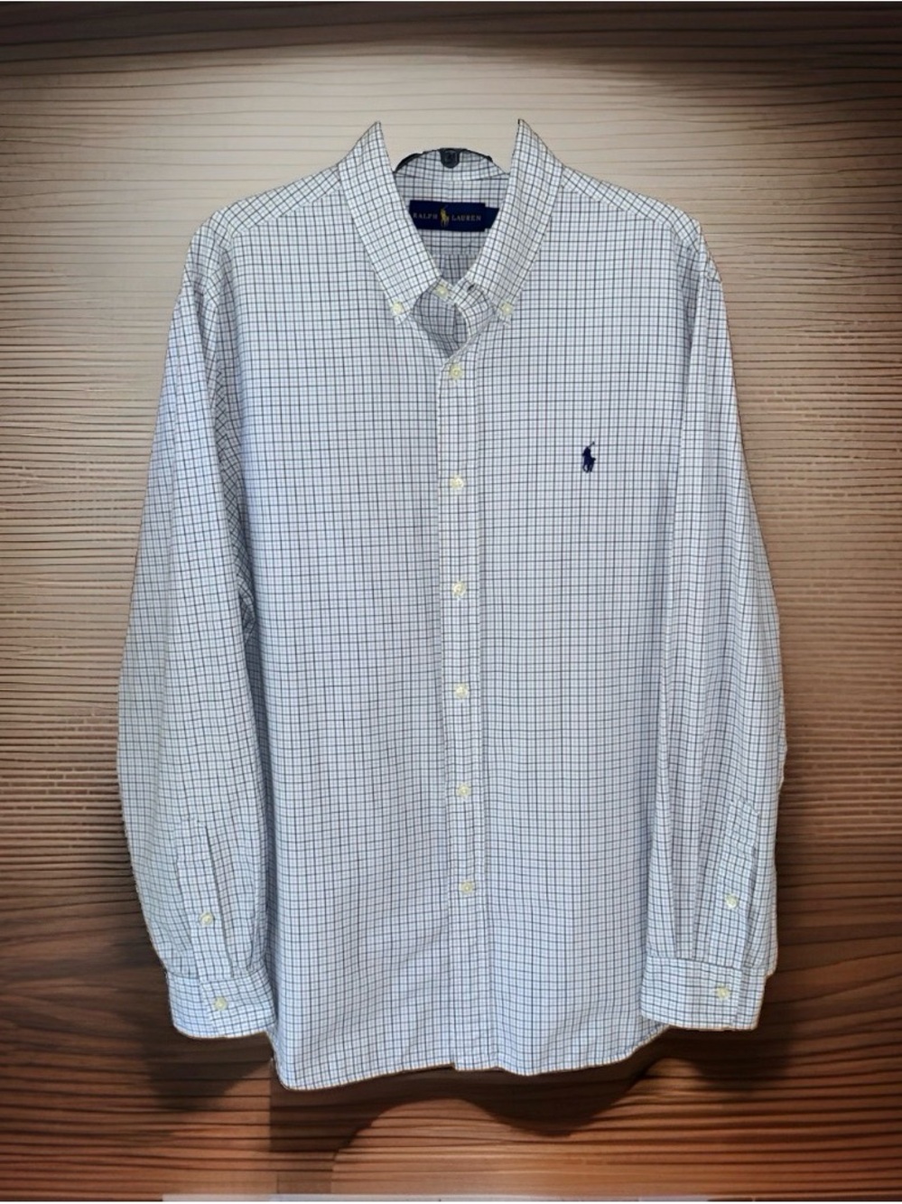 Ralph Lauren Men’s Blue & Black Check Button-Down Shirt-XL-EC